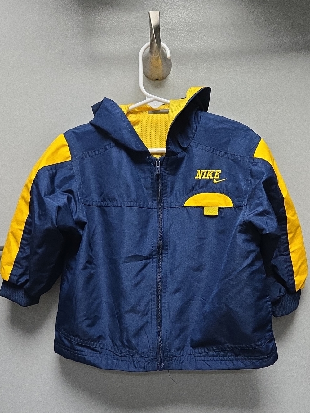 Nike Kids Navy and Yellow Hooded Windbreaker Jacket